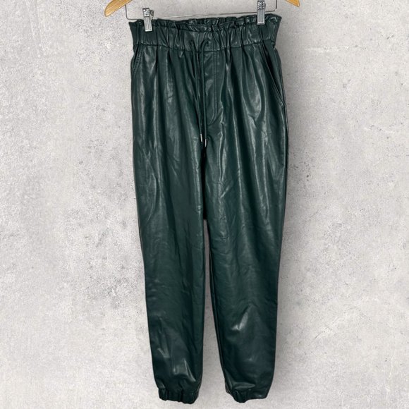 NWT Abercrombie & Fitch Green Faux Leather Joggers Size Small Sweatpants NEW S - Picture 4 of 15